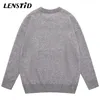 Männer Pullover LENSTID Herbst Männer Übergroße Gestrickte Hip Hop Rauchen Mädchen Grafik Jumper Streetwear Harajuku Mode Casual Pullover 220930