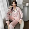 Home Kleding Lace Patchwork vrouwen slaapkleding herfst pyjama's set casual 2pcs shirtpants zachte pyjama lounge slijtage losse kleding