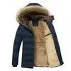 Jaquetas masculinas inverno quente grosso velo parkas impermeável com capuz gola de pele parka casaco outono moda casual 220929