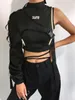 Women's Hoodies Sweatshirts Darlingaga Streetwear Neon Halter Sweatshirt Hoodie Buckle Reflective Smock One Shoulder Holographic Outwear 220930