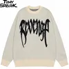 Męskie swetry męskie litera streetwear graficzna glob globowy hiphop dzianin vintage pullover casual Cotton Hipster 220930