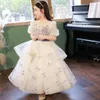 Design Flower Girls Dresses Weedings Long Maniche con paillettes dorate abiti da festa del percorso First Communione per adolescenti per bambini Custom 403