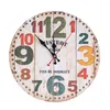 Horloges Murales Vintage Cercle Chambre Salon Numéro Muet Horloge Diamètre Cadran Numérique Silencieux Imitation Bois 30cm