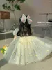 Fille Robes Manches Bouffantes Fée Filles Princesse Robe Vert Fleur Tutu Vêtements Fantaisie Broderie Tulle Ins Mode Costume Cosplay