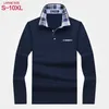 Polos pour hommes Polo à manches longues automne revers affaires décontracté ample grand dessus de couleur unie porter 220929