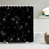 Cortinas de banho conjuntos de cortinas de céu estrelado preto no universo de galáxia de fantasia noturna para banheiro fora de tecido durável com ganchos