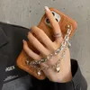 2022 For Iphone Cell Phone Cases Wrist Cover New Luxury Leather Metal Chain Bracelet 12 Pro Max 13 Mini 11 Xr X Xs Max 7 8 Plus D229304F