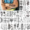 Temporary Tattoos 66 Sheets 3D Small Black For Women Men Waterproof Fake Tattoo Stickers Face Neck Arm Children Flower Birds Lulubaby Amlup