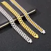 Charm Bracelets 15mm Link Watch Chain Man Bracelet For Men Women Silver/Gold Banhado Aço Inoxidável Mannen Armband On Hand Bands Jóias