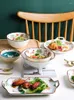 Ensembles de couverts 8 pièces ensemble dessin animé japonais vaisselle en céramique plats mignon fille baguettes maison cuisine décorative