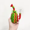 Home Garden pineapple unique shape silicone hand pipe with glass hot sales smoking water pipes bong colorful and metal dab tool