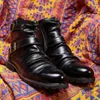 Bottes courtes Chaussures des hommes décontractés britanniques Fashion Couleur solide classique Pu ing Bourtette plissée côté zipper Street Outdoor D 1A6C