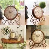 Table Clocks Vintage Style Metal Desktop Clock Silent Watch Home Decor Mute Bedroom Office Movement Craft Chic Shabby Small