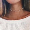 Choker eleganta enkla kristallpärlor halsband för kvinnor sexig mode hals chocker colar vintage smycken halsband gåva YN521