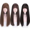 ロングヘアウィッグヘッドカバーブラックストレートナチュラルエアバング卸売