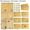 Noel Süslemeleri 6 PCS Noel Baba Davet Kart Kraft Zarf Mektubu Set DIY Partisi Selamlan Yeni Yıl Malzemeleri Toptan