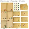 Christmas Decorations 6Pcs Santa Claus Invitation Card Kraft Envelope Letter Set DIY Party Greeting New Year Supplies Wholesale