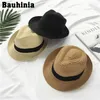 Sombreros de ala ancha Bauhinia Hombres Mujeres Verano Rizado Sombrero de paja Top Vacaciones Ocio Sombra Jazz