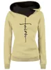 Kvinnors hoodies tröjor Autumn Winter Women Faith broderad tröja Långärmad tröjor Jul Casual Warm Hooded Tops 220930