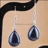 Dangle Lustre Tendance Bijoux Boucles D'oreilles Goutte D'eau Dangle Pierre Naturelle Bleu Sable Améthyste Crochet Eardrop Pour Les Femmes Cadeau Livraison 2021 Dh3Vc