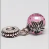 925 Sterling Silver Pink Morning Butterfly Dangle Charm Bead Convient aux bracelets porte-bonheur de bijoux de style européen Pandora