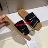 Woody Sandals For Women Female Fashion Designer Fabric Slide Flat Heels Black White Letter Mules Girls Trend Open toe Casual Dress Loafers Outdoor Shoes