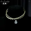 Choker Necklace For Woman Luxury Stainless Steel Party Wedding Necklaces Zircon Vintage Jewelry Women Water Drop Pendant