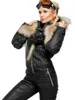 معاطف الخندق النسائية Zip Up Ski Phemsuit Women Winter Winter Outerwear Cotton Patded Parked Fur Frued Coat