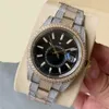 Relógio de diamante completo para homens, relógios mecânicos automáticos de 41 mm com pulseira de aço cravejado de diamantes, relógio de pulso de negócios da moda, Montre de Luxe, mostrador brilhante, banda de bisel