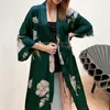 Dames slaapkleding satijn gewaad vrouwen zomer nachthemd lingerie print bloemen nachtdress v-neck kimono badjas jurk nachtkleding loungewear