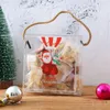 Geschenkpapier 10PCs Weihnachtstaschen Transparente Schneeflocke Elch Weihnachtsmann Kuchen Keks Süßigkeiten Verpackung mit Griff Partybevorzugungen Lieferungen