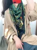 Scarves Green Silk Scarf 110cm Mulberry Hand Rolled Edges Bandana Flower Elegant Woman Shawl Designer Head Bandanas313S