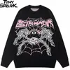 Männer Pullover Männer Streetwear Böse Spinne Grafik Gestrickte Harajuku Pullover Casual Baumwolle Schwarz Hip Hop Hipster 220930