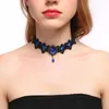 Gerdanlık retro punk gotik rhinestone kolye kolye dantel dövme kadın kadın için