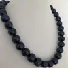 Łańcuchy eleganckie 12-13 mm South More Black Blue Pearl Naszyjnik 18-calowy 925silver W.