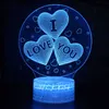 3D Illusion Lamp Night Light Ik hou van je verjaardagsontwerp 16 kleuren veranderen led base lights voor kinderen cadeau