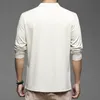 Polo da uomo Camicie con cerniera Camicie da uomo in cotone tinta unita a maniche lunghe Maglietta casual di alta qualità Slim Fit T994 220930