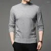 Herentruien 2022 Autumn Winter Heren Pullover Mock Neck Fashion Solid Color Dik en warm bodem shirt mannelijk merk Casual trui