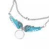 Pendentif Sublimation Ailes Collier Transfert Thermique Festival Sac Cadeau Pendentifs Colliers En Argent A02