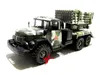 Diecast Model car 1 43 alloy military model high simulation BM21 hail rocket metal casting toy vehicles pull back musical flashing 220930