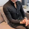 Camisas casuais masculinas Camisas Ajustadas para hombre de mangá larga simples informales oficina 2022