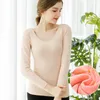 Vêtements de nuit pour femmes col en v dentelle sous-vêtement thermique femmes Plus velours veste rembourrée corps serré automne vêtements une chemise chaude à fond