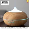 400ml LED Ultrasonic Air Humidifier Diffuser Essential Aroma Wooden Grain Exquisite therapy Purifier with Romte control 210724294W