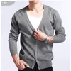 Mens Sweaters YUNSHUCLOSET Spring multicolored Vneck solid color sweater outerwear male cashmere cardigan knitted 220929