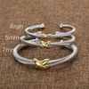 Cruz de plata diseñador oro trenzado encanto pulsera de moda joyería pulseras brazalete ed X 925 circón lujo cumpleaños260P