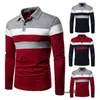 Herrpolos herr casual skjortor l￥ng ￤rm varm stretch smal grundskjorta randig tryck s -2xl