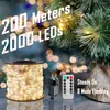 Saiten 10/50/100/200 Meter LED String Outdoor Licht Girlande Weihnachten Fee Lampen Fernbedienung Für Straße Garten hochzeit Party Decor