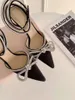 Kvinnor Fashion Pointy Bow Rhinestone High Heeled Shoes Maiden Feelen Mångsidig ny Diamond Satin Ankel Strap Wrap Sandals