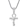 Pendentif Colliers Rétro Tendances européennes et américaines Hip Hop Bijoux Serpentine Croix Cuivre Incrustation Zircon Collier