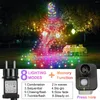 Strings Christmas Decoration Moon Star String Lights 8 Modes 350 LED Waterfall Tree Fairy Light With Topper Indoor Garden Timer Lighting